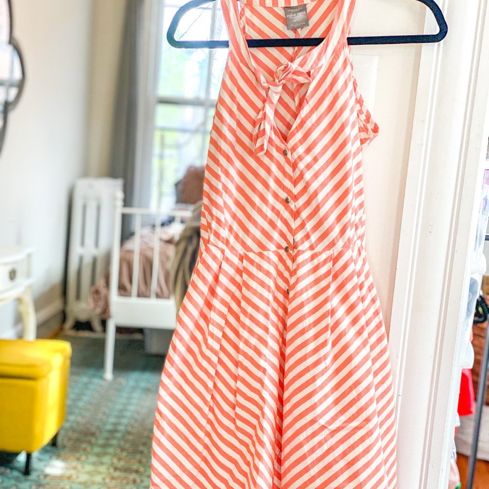 Anthropologie Orange & White Striped Sundress